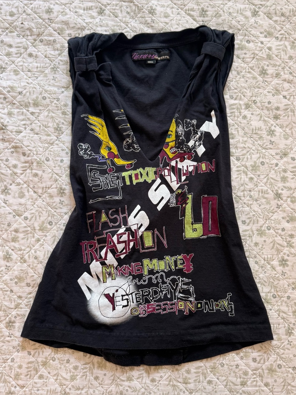 Vintage euro Miss Sixty black graphic tank
